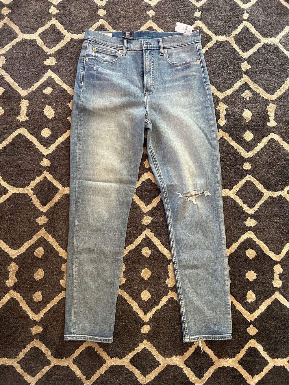 GAP Light Blue Skinny Jeans with Knee Distress